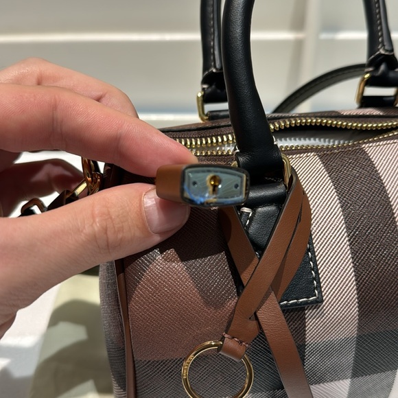 Burberry - Mini Check Bowling Bag (Dark Birch) BRAND NEW W/ TAGS - Picture 4 of 12